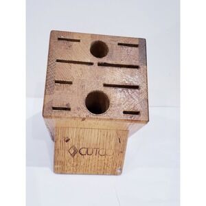 Cutco Oak Wood Knife Block 10 Slot Kitchen Cutlery Holder